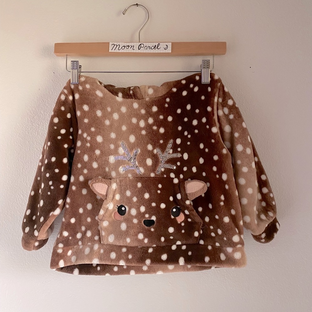 Faux shearling deer hoodie
